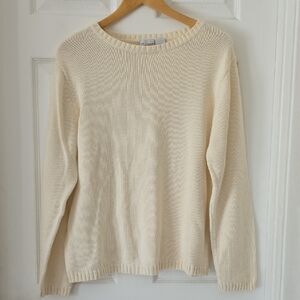 Kim Rogers Cream Knit Crew Neck Sweater Size XL